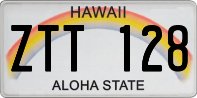 HI license plate ZTT128