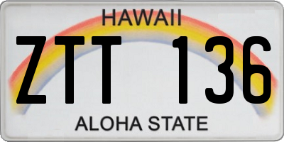 HI license plate ZTT136
