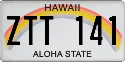 HI license plate ZTT141