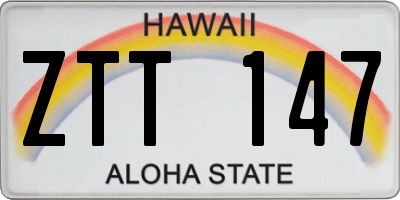 HI license plate ZTT147