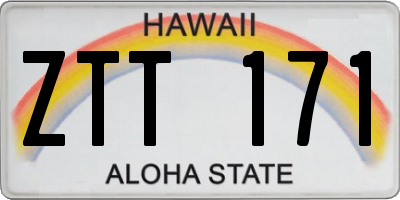 HI license plate ZTT171