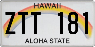 HI license plate ZTT181