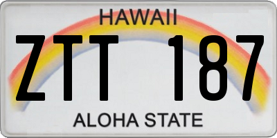 HI license plate ZTT187