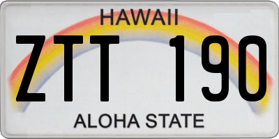 HI license plate ZTT190