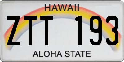 HI license plate ZTT193