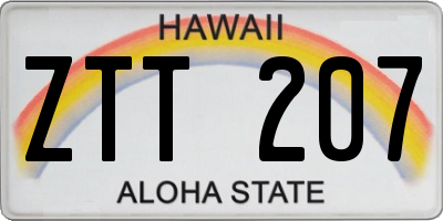 HI license plate ZTT207