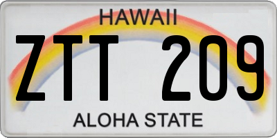 HI license plate ZTT209