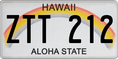 HI license plate ZTT212