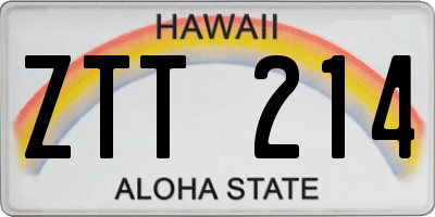 HI license plate ZTT214