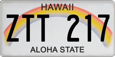 HI license plate ZTT217