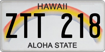 HI license plate ZTT218