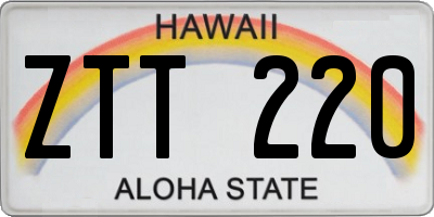 HI license plate ZTT220