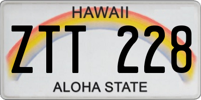 HI license plate ZTT228