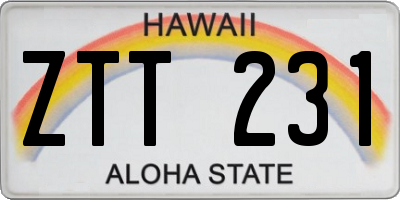 HI license plate ZTT231
