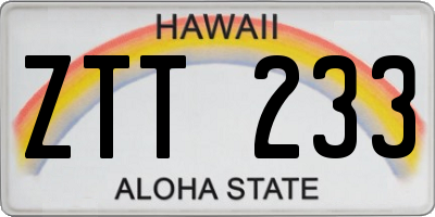 HI license plate ZTT233