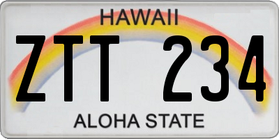 HI license plate ZTT234