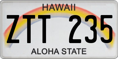 HI license plate ZTT235