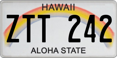 HI license plate ZTT242