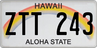 HI license plate ZTT243