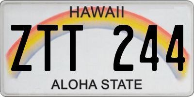 HI license plate ZTT244