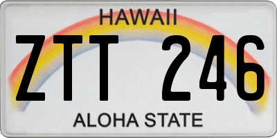 HI license plate ZTT246