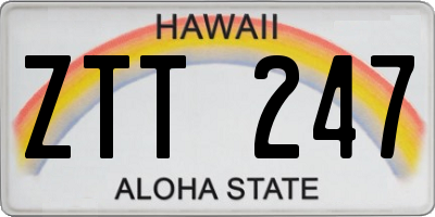 HI license plate ZTT247