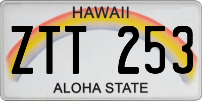 HI license plate ZTT253