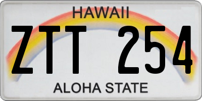 HI license plate ZTT254