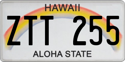 HI license plate ZTT255