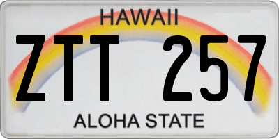 HI license plate ZTT257