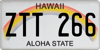 HI license plate ZTT266