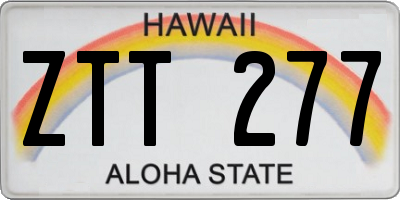 HI license plate ZTT277
