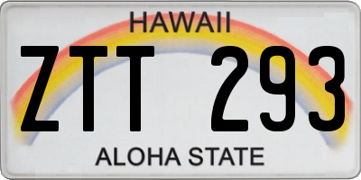 HI license plate ZTT293