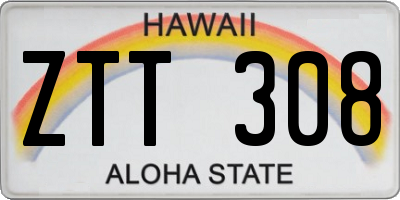 HI license plate ZTT308
