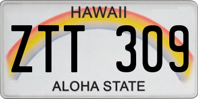 HI license plate ZTT309