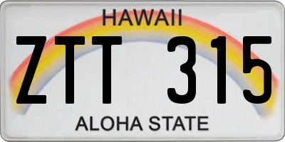 HI license plate ZTT315