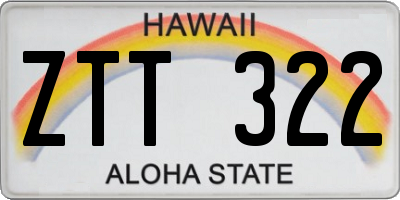 HI license plate ZTT322