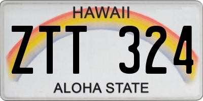 HI license plate ZTT324