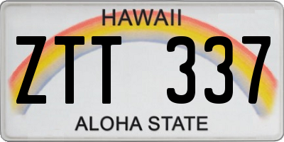 HI license plate ZTT337