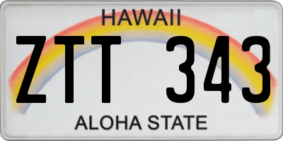 HI license plate ZTT343