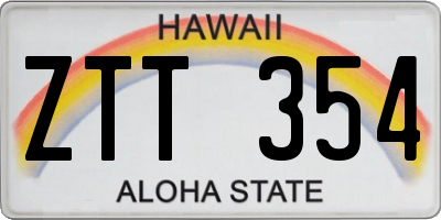 HI license plate ZTT354