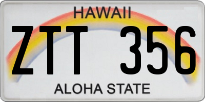 HI license plate ZTT356