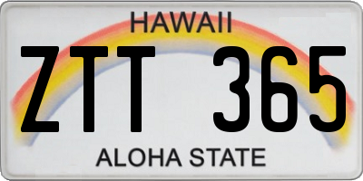HI license plate ZTT365
