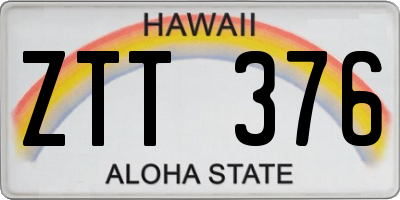 HI license plate ZTT376