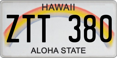 HI license plate ZTT380