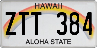HI license plate ZTT384