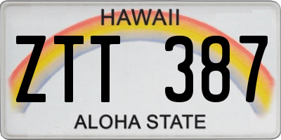 HI license plate ZTT387