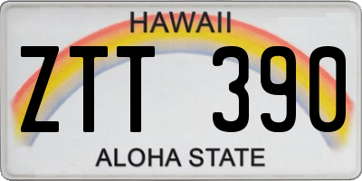 HI license plate ZTT390