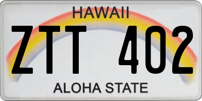 HI license plate ZTT402