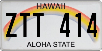 HI license plate ZTT414